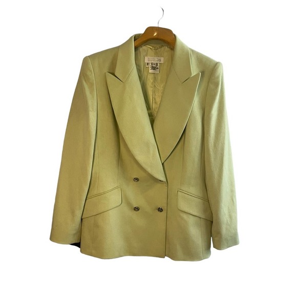 Escada Jackets & Blazers - Escada Womens Suit Jacket Blazer Green Wool Blend Peak Long Sleeve Germany 42